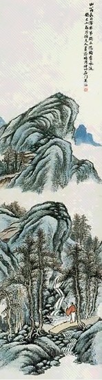 吴伯涛 秋山诗意 立轴 设色纸本