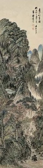 陈崇光 壬辰(1892年)作 春山似画图 立轴 设色纸本