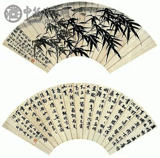 徐石雪 书法 墨竹(2件) 扇面 水墨纸本