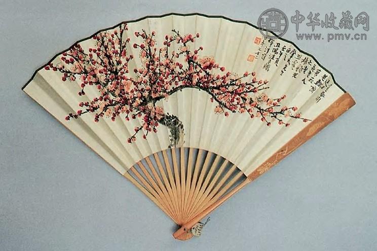 汪吉麟 壬午(1942年)作 红梅 扇面 设色纸本