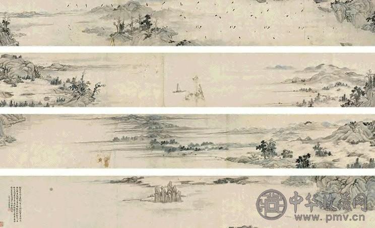 邵弥 远树奇云图 手卷 设色纸本