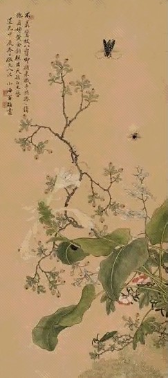 清 翁雒 花卉虫草 轴