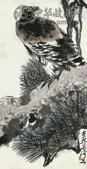 梁崎 松鹰 镜心 设色纸本