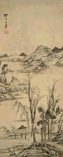 万上遴 山水 立轴 设色纸本