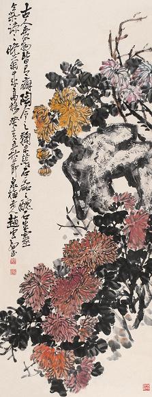 赵子云 1923年作 秋菊图 立轴 设色纸本