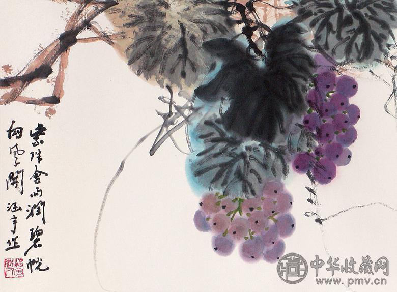 何涵宇 葡萄 镜心 设色纸本