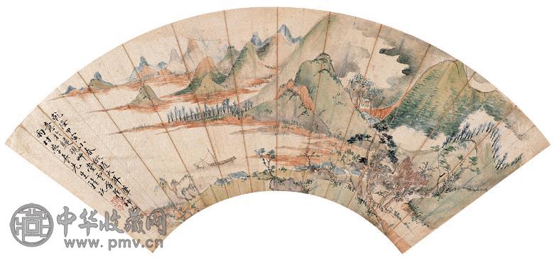 翟大坤 乾隆甲寅(1794年)作 仿古山水 扇面 设色纸本