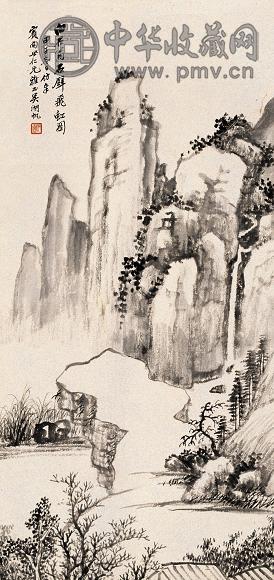 吴湖帆 1924年作 山水 立轴 设色纸本