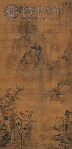 陈淳 江津山色 立轴 设色绢本