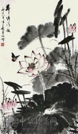 徐子鹤 荷花 立轴 设色纸本