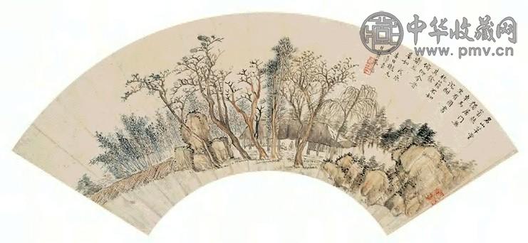 毕涵 草堂晤友图 立轴 设色纸本