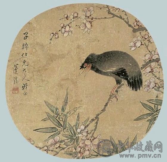 莲溪 花鸟 镜心 设色