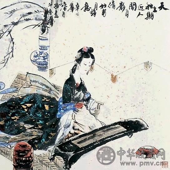 冯远 抚琴图 立轴 设色纸本