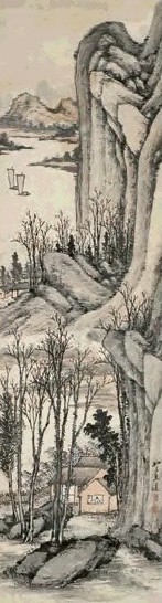 万上遴 山水 立轴 设色纸本