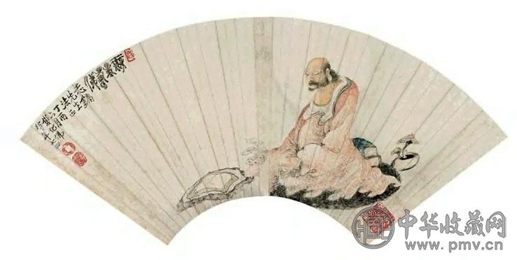 钱化佛 无量寿佛 扇面 设色纸本