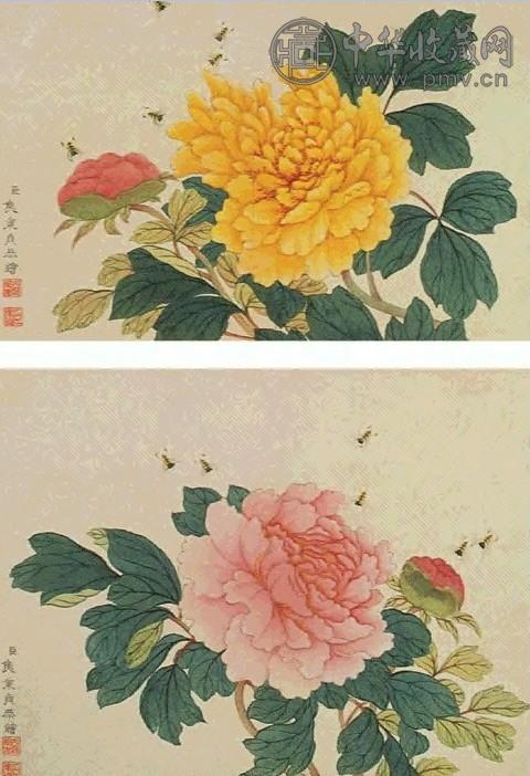 焦秉贞 花卉 册页(5开) 设色纸本