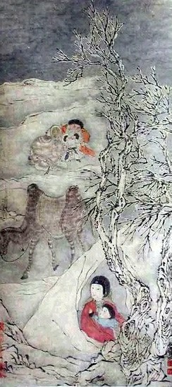 罗屏 人物 立轴 设色纸本