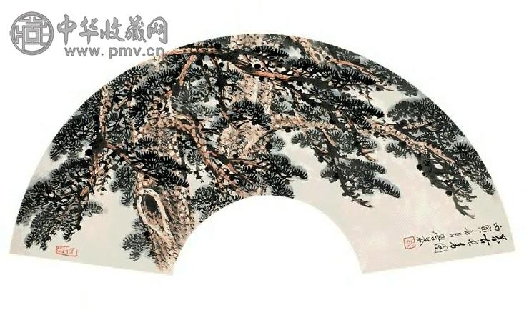 岑学恭 山水 扇面 设色纸本