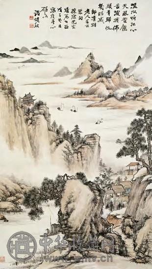 近现代 诸健秋 归帆 轴