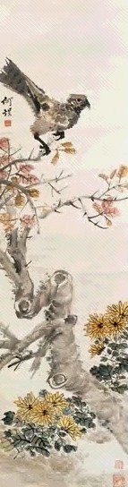 何煜 花鸟 立轴 设色纸本