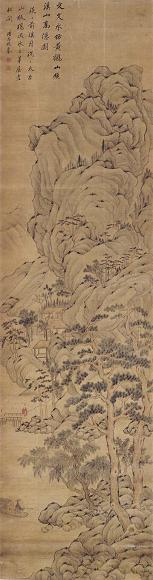 潘思牧 仿王蒙溪山高隐图 立轴 设色绢本