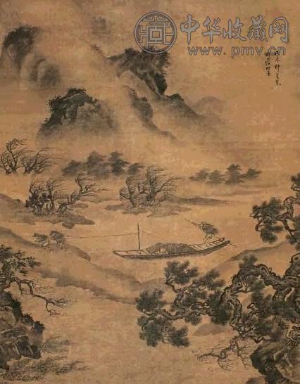 谢时臣 戊辰(1568年)作 风雨归舟图 立轴 浅设色绢本