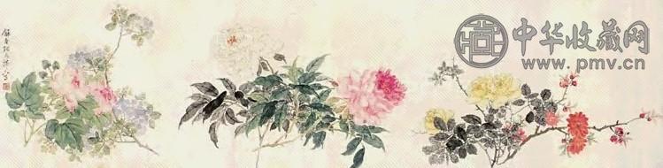 张兆祥 花卉 横披 设色绢本