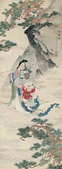 任率英 1945年作 献寿图 镜心 设色纸本