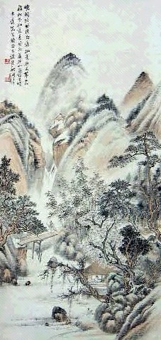 诸健秋 山水 立轴 设色纸本