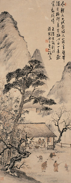 诸健秋 岁朝图 立轴 设色纸本