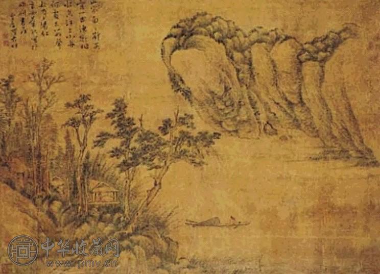 翟大坤 夕阳渔歌图 轴