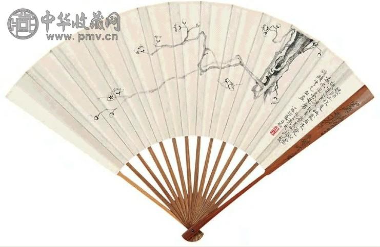 罗复堪 1936年作 墨梅 成扇 水墨纸本