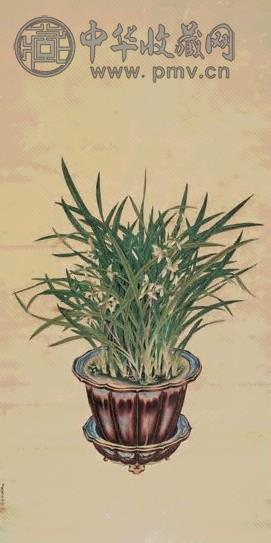 焦秉贞 兰花 立轴 设色纸本