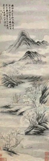 李世倬 溪亭诗思图 镜心 设色纸本