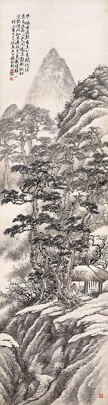 胡璋 松隐高士图 立轴 设色纸本