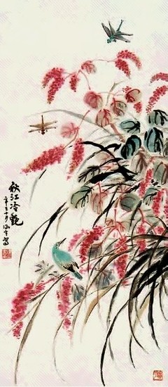 何涵宇 花鸟 立轴 设色纸本