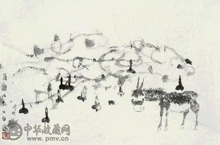 聂鸥 驴 立轴 水墨