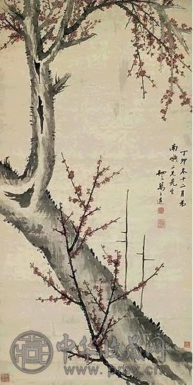 清 万上遴 红梅 轴