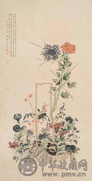 缪嘉蕙 近代 花卉 立轴 设色纸本