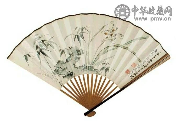 罗复堪 兰花 书法 扇面 纸本