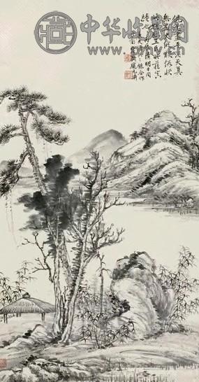 陆恢 庞元济 1916年作 山水 立轴 水墨纸本