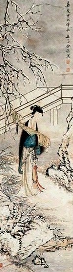 余集 仕女 立轴 设色纸本