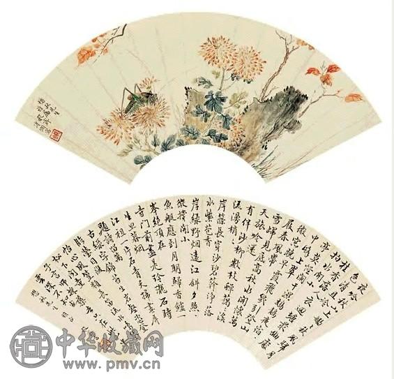 溥僴 草虫花卉 书法 立轴 设色纸本
