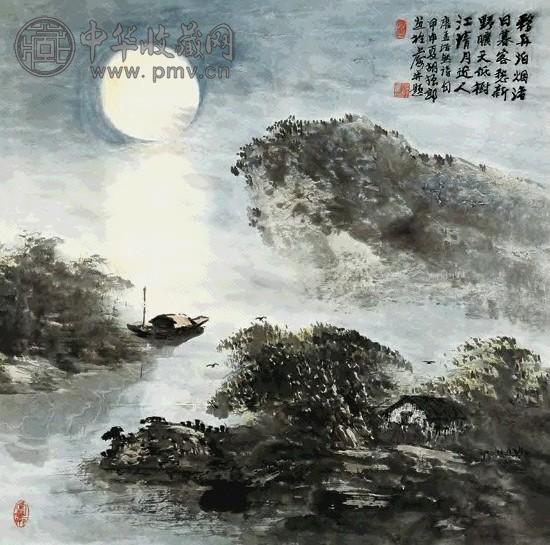 胡振朗 2004年作 江清月近人 镜心 纸本