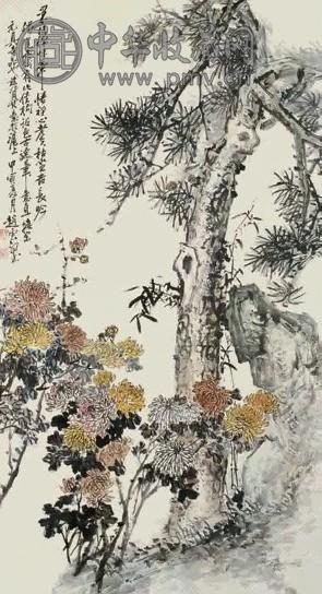 赵子云 1914年作 松菊图 立轴