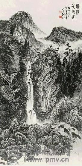 张仃 1990年作 山水 立轴 水墨纸本