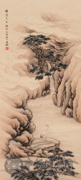 王二水 戊辰(1928年)作 山水 立轴 设色纸本