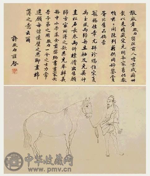 徐昭 临宋元人物鞍马图 立轴 水墨纸本