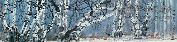 赵准望 雪霁图 镜片 设色纸本