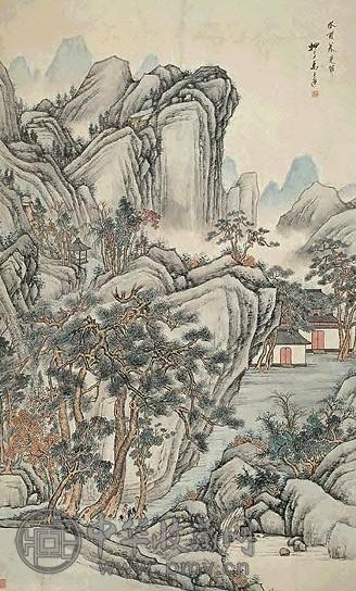 清 万上遴 秋山访友 轴